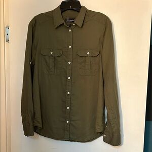 Express Women's Olive Button-Down Shirt